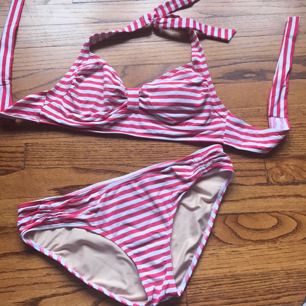 Lands’ end Stripe Bikini LandsEnd Sz 12 14